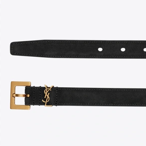 BNIB! Rare! AUTHENTIC Saint Laurent YSL Monogram Suede Belt SIZE 80 MSRP $695 - Picture 8 of 16